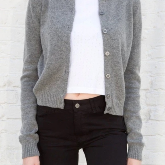 brandy melville grey button up sweater
